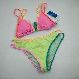 Cupshe Pink and Lime Bikini Set